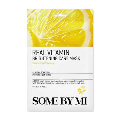 SOME BY MI Real Vitamin Brightening Care Mask - Pack of 10 - Made from Vitamin for Dull-Looking Skin - Daily Vegan Korean Sheet Mask for Skin Brig...