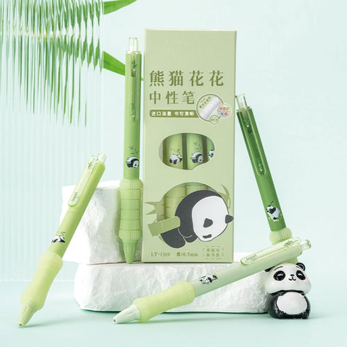 4 Pcs Cute Retractable Pens Pnada Soft Grip Gel Pens Black Ink Pens 0.5mm Fine Point Smooth Writing Pens Office School Supplies Women Girls Boys M...