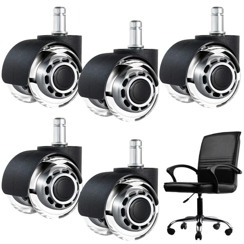 5 pcs Office Chair Caster Wheels Replacement, 360 Degree Rotation Mute Desk Chair Wheels Heavy Duty for All Floors Including Hardwood, Universal S...