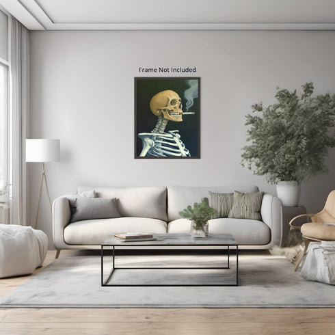 Posterizer 1 pcs-skeleton smoking on the porch-holloween decor 2-Gothic Art- Gift for Men Women Entrepreneur Teens -Living Room Bedroom Decor- unf...