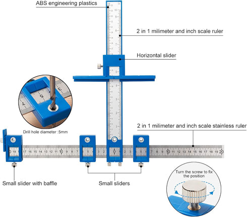 Cabinet Hardware Jig, Punch Locator Drill Guide,Wood Drilling Dowelling Guide for Installation of Handles Knobs on Doors and Drawer, Cabinet Templ...