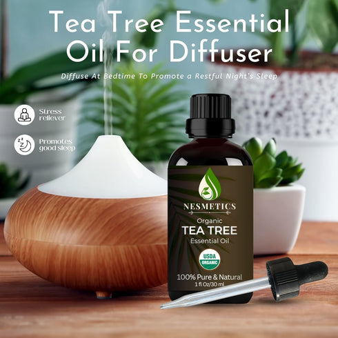 Organic Tea Tree Oil - 100% Pure Tea Tree Oil for Skin, Hair, Toenails, Scalp, Acne - Tea Tree Essential Oil for Aromatherapy - 1 oz/30ml...