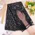 BENECREAT 3Yard Black Sequins Star Lace Fabric, 59" Silver Stamping Star Mesh Lace Fabric for DIY Handmade Clothing Wedding Dress Home Decor, 0.4m...