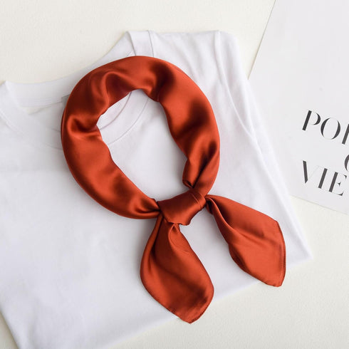 Wander Agio Hair Tie Silk Like Neck Scarf Womens Printing Small Scarves Square Headscarf Silky Hair Band Pure Color...