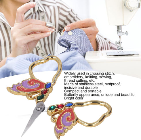 Home Scissors, Incisive Blade Butterfly Appearance Sewing Scissors for DIY Art Work, 3.3 inch Shears Cross Stitch Knitting Scissor...