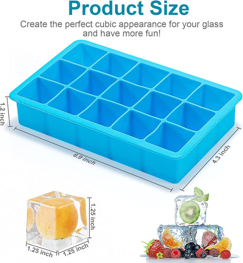 2 Pack Ice Cube Trays, ZDPMK Silicone Easy Release Flexible Molds 15 Ice Cubes Tray for Freezer?Cocktail?Whiskey?Reusable & BPA Free...