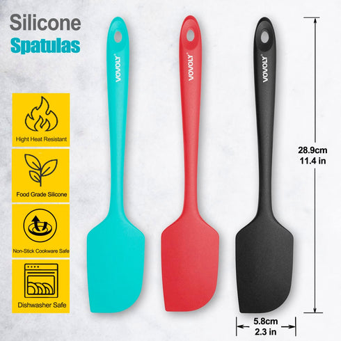 3 Pack Large Silicone Spatula for Kitchen,600°F Heat resistant Rubber Spatulas for Baking,Cooking, Scraping,and Mixing,Non Stick Kitchen Utensils,...