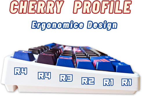 American USA Clear Keycaps for Cherry Profile MX Switches Black Red Blue Custom Mechanical Gaming Keyboard, PBT RGB Shine Through Key Caps Set Ful...