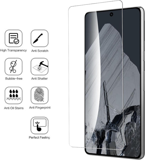 WD&CD [2+2 Pack, 2 Pack Screen Protector Compatible with Google Pixel 8 Pro 6.7'', with 2 Pack Camera Lens Protector, 9H Hardness Tempered Glass F...