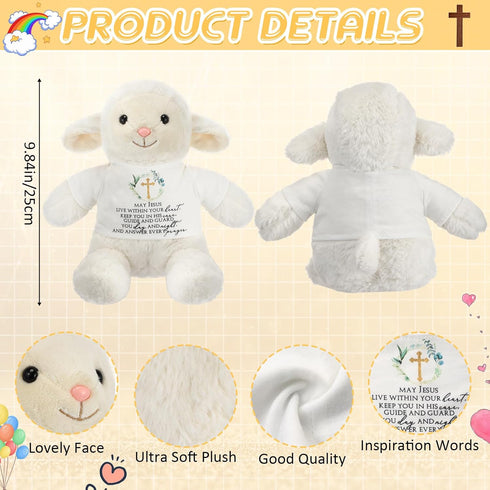 10 Inch Baptism Gifts for Girls Boys Baby Praying Lamb Dolls with Clothing Christening Dedication Gift Soft Lamb Stuffed Animal Religious Gifts fo...