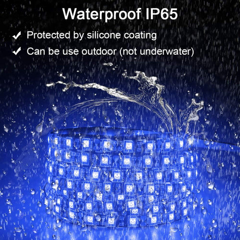 ALITOVE 16.4ft 5050 Blue LED Flexible Strip Ribbon Light Black PCB DC 12V 5M 300 LEDs Waterproof IP65 for Home Garden Commercial Area Lighting, Wi...