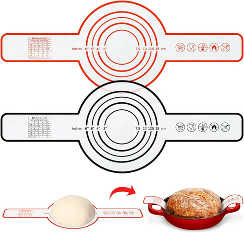 Silicone Bread Sling Set for Dutch Oven, Non-Stick, Heat Resistant, and Reusable - Includes 2 Long-Handled Baking Mats for Effortless Sourdough Br...