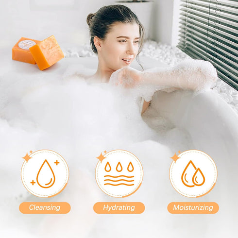 CACASO 3 Pcs Turmeric Soap Bar,Turmeric Face Soap,Gentle Soap for Face & Body,Turmeric Skin Soap,Natural Handmade Ginger Soap...