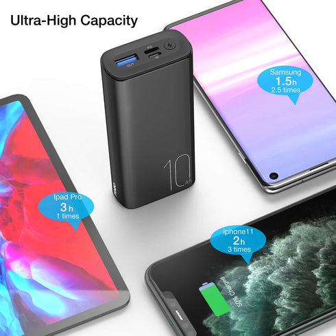 TOZO PB3 Portable Charger 10000mAh One of The Lightest and Slimmest Fast Power Bank 18W PD High-Speed Charging Battery Pack with USB-C Input/Outpu...