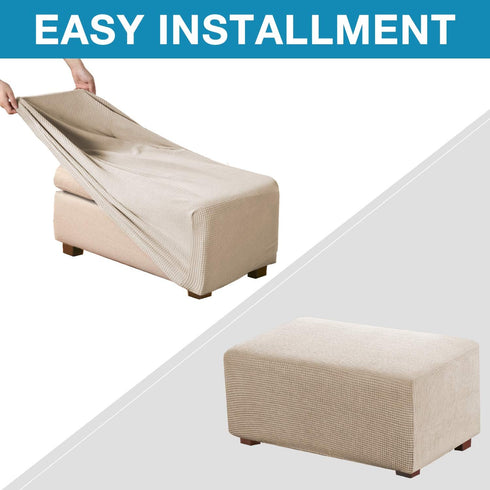 Flamingo P Ottoman Cover Folding Storage Stool Furniture Protector Soft Rectangle Slipcover with Elastic Bottom Ottoman Cover Extra Large (Large, ...