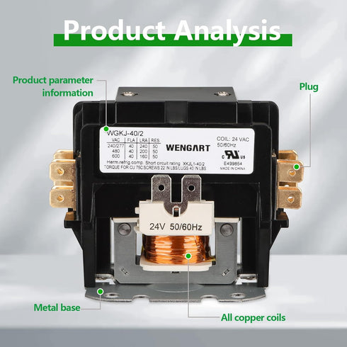 Air Conditioner Contactor,24VAC Provide Stable and Reliable Control for Your Air Conditioning System,Strong Compatibility (2P_40A)...