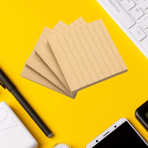 3x3 Inches Bright Colored Lined Sticky Notes Self-Stick Memo with Line for Office School Home (Brown)...