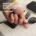 Outlery | Portable & Reusable Stainless Steel Travel Cutlery Set and Reusable Chopsticks (Black) Pocket Sized Cutlery Set...