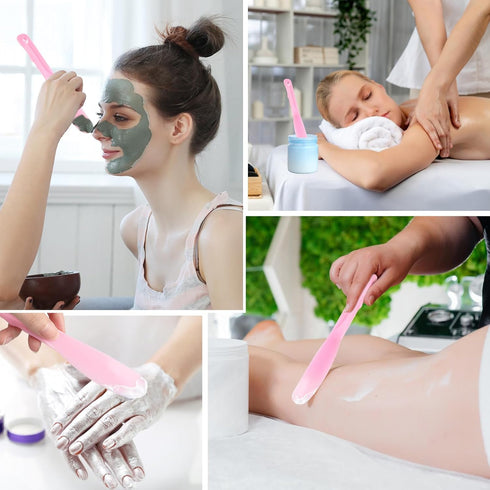 12 Pcs Facial Spatula,Cosmetic Spatula Jelly Mask Spatula Skincare Spatula Plastic Face Mask Spatula Pink Makeup Spatula Small Disposable Spatulas...