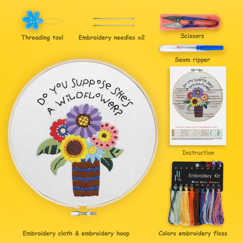 BERYA Cactus Embroidery Kit Including Video Step by Step Instructions Embroidery Hoop,Color Threads and Embroidery Scissors for Beginners-Handmade...