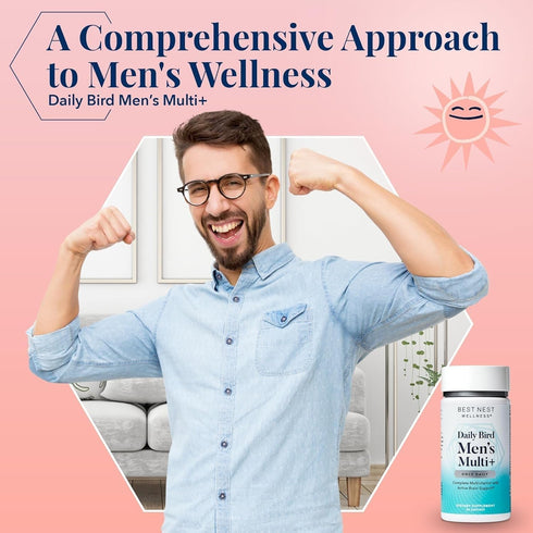 Best Nest Wellness Men's Multi Plus - Daily Multivitamin for Brain & Energy Health Support - Daily Multivitamin for Men - Probiotics & Digestive E...