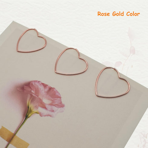 Heart Paper Clips Rose Gold Paper Clips Cute (100 Pcs, Rose Gold)...