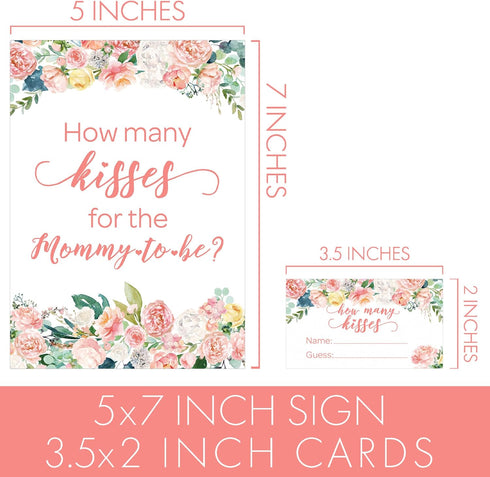 DISTINCTIVS Floral Guess How Many Kisses for the Mommy to be in the Jar Game - 1 Sign and 30 Cards...