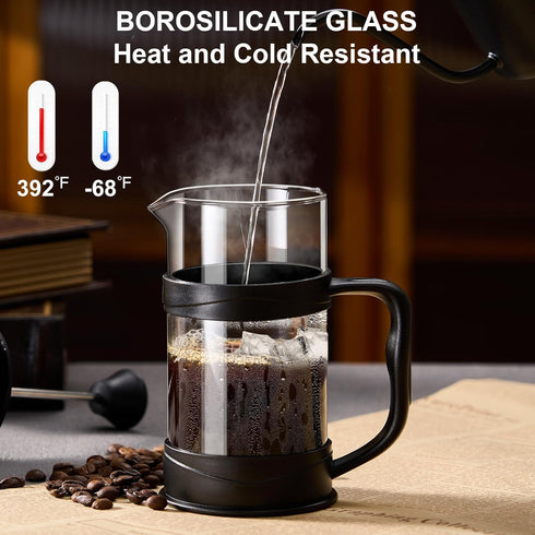 French Press Coffee Maker, Coffee Press of 18/8 Stainless Steel Filter 11.8 OZ, Mini Camping French Press for Travel& Home Gift(Black)...