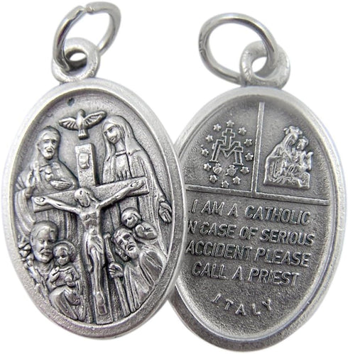 Silver Tone Catholic 4-Way Scapular Medal with Cross and Dove, 3/4 Inch...