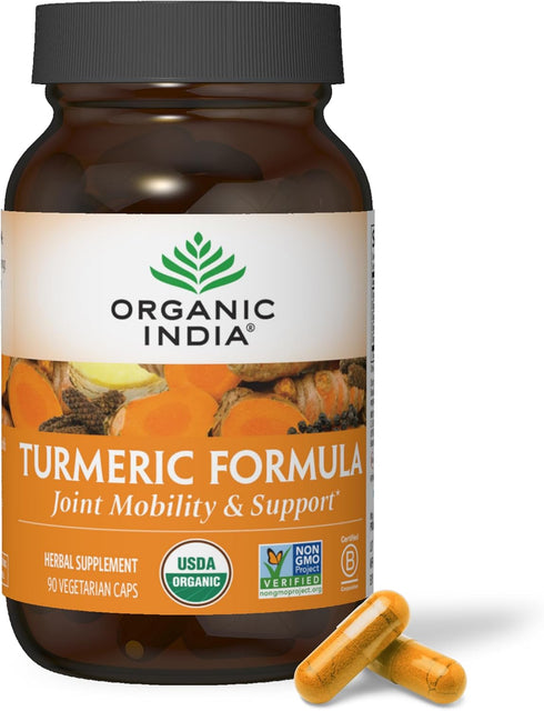 ORGANIC INDIA Turmeric Curcumin with Black Pepper - Organic Turmeric Supplement and Curcumin Supplement, Turmeric Capsules, Joint Support & Immune...