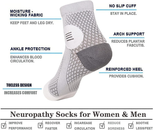 2 Pairs Neuropathy Socks for Women & Men, Functional Socks for Neuropathy, Soothe Relief Socks for Neuropathy Pain...