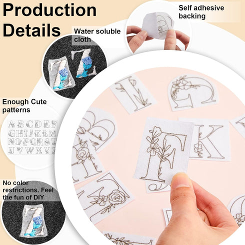 50 Pcs Water Soluble Hand Sewing Stabilizers Wash Away Stabilizer for Embroidery Fabric Embroidery Stabilizers with Boho Pattern for Embroidery Ha...