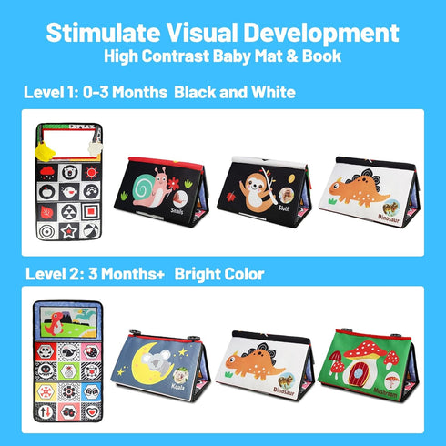 Baby Mirror Toys for Tummy Time, Newborn Infant 0 3 4 6 12 Months Old Boy, Girl Gift. Brain Developmental Montessori Sensory High Contrast Crinkle...