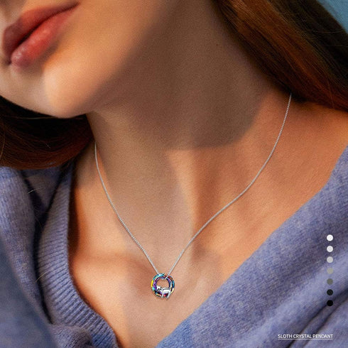 JUSTKIDSTOY Crystal Sloth Necklace for Women 925 Sterling Silver Sloth Pendant Necklaces Animal Jewelry Gifts Christmas Mother's Day Necklace....