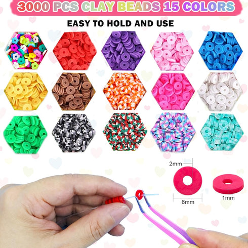 Flat Clay Beads Bracelet Making Kit Jewelry Making Kit for Beginner, 6mm Flat Polymer Heishi Beads Letter Bead Friendship Bracelet Beads DIY Arts ...