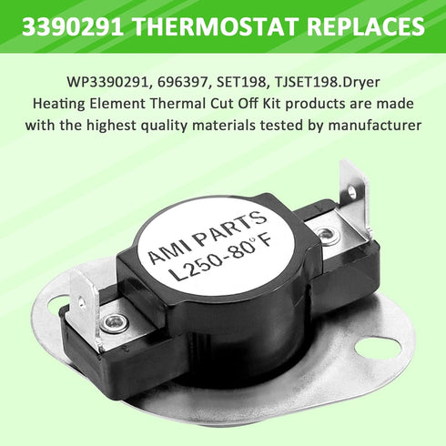 AMI PARTS 279816 Dryer Thermal Fuse & Thermostat Replacement Part Kit Replaces 3399848 3977393 AP3094244
