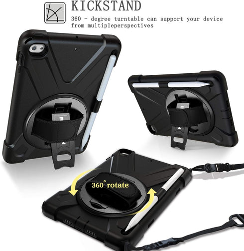 BRAECN iPad Mini 5 Case,iPad Mini 4 Case, Heavy Duty Shockproof Protective Rugged Case with Pencil Holder,Hand Strap,Kickstand, Shoulder Strap for...