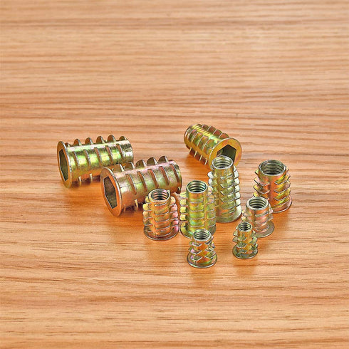 265 Pcs 12 Size M4/M5/M6/M8/M10 Nut Inserts - Zinc Alloy Screw Inserts Assortment Threaded Inserts for Wood, Hex Socket Drive Metric Bolt Fastener...