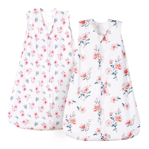PHF 100% Cotton Baby Sleep Sack, 2-Way Zipper Baby Wearable Blanket, 12-18 Months TOG 0.5 Toddler Sleeping Sack, 2 Pack Sleeveless Soft Sleeping B...