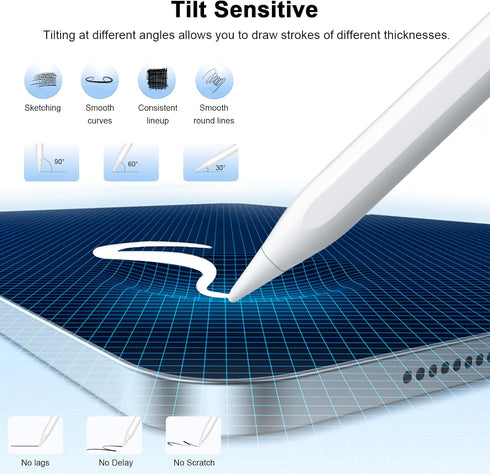 iPencil 2nd Generation, Pencil for iPad with Palm Rejection & Tilt Sensitivity, LED Power Display, Stylus Pen for iPad 6/7/8/9/10, iPad Air 3/4/5,...