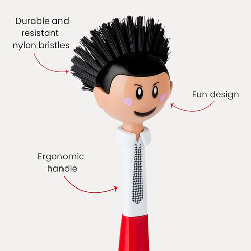 Vigar Dolls Orlando Dish Brush, Dish Brush with Handle that is Ergonomic, Kitchen Brushes for Dishes and Sink Scrub Brush for Cleaning, Red and Bl...