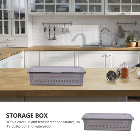 Cabilock 2pcs Flatware Tray with Lid, Kitchen Cutlery Tray and Utensil Drawer Organizer, Silverware Countertop Storage Container with Cover 11x5.1...