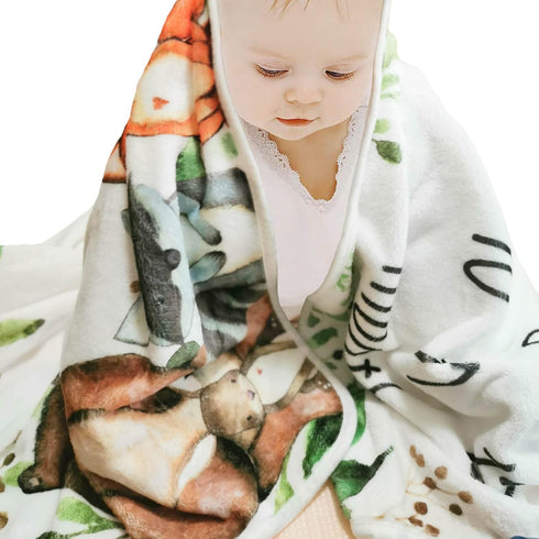 Woodland Baby Monthly Milestone Blanket, Woodland Animals Baby Growth Chart Monthly Blanket, Watch Me Grow Baby Woodland Forest Nursery for New Mo...