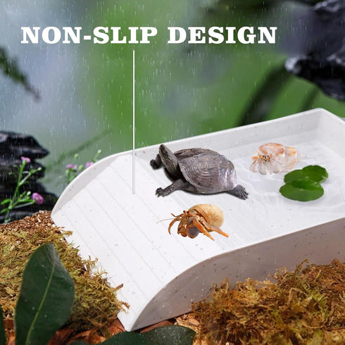 Tortoise Water Pool with Climbing Ramp, Turtle Climbing Toy, Reptile Habitat, Reptile Tank Supplies, Aquarium Cage Accessories for Reptiles Amphib...