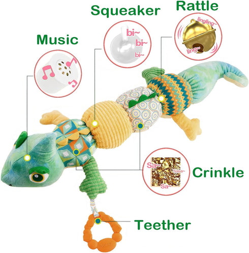 Infant Musical Stuffed Animal Toys, Activity Soft Sensory Toy with Baby Teething Toys, Crinkle Sound and Rattles, Tummy Time for Newborn 0 3 6 12 ...