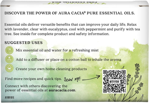 Aura Cacia Discover Essential Oils Kit, 4-Pack, Lavender, Eucalyptus, Peppermint & Tea Tree Oils, Excellent Starter Set...
