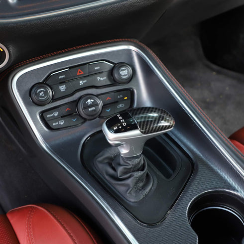 Voodonala for Challenger Gear Shift Knob Cover Trim Accessories for Dodge Challenger Charger 2015 up (Carbon Fiber Grain)...
