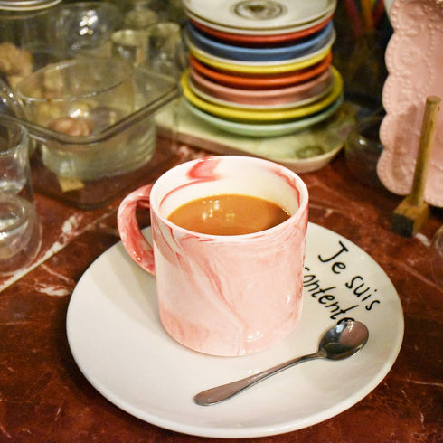 Marbling Ceramic Coffee Mug, Tea Cup for Office and Home, 13 Oz, Dishwasher and Microwave Safe (Pink, 1)...