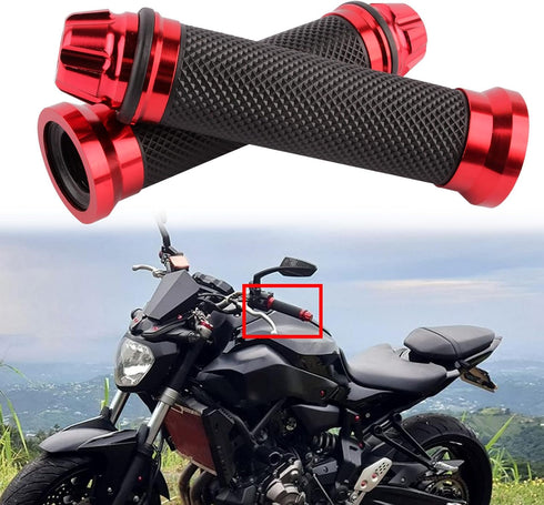 Universal 7/8" 22mm Motorcycle Handlebar Grips - Gel Rubber Compatible with Chopper, Cruiser, Street, Dirt Bike...