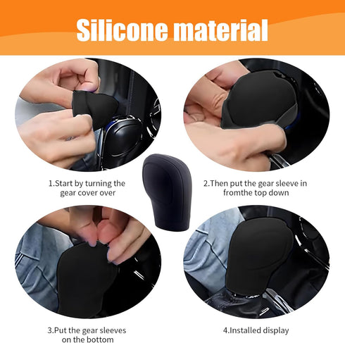 2 PCS Car Automatic Gear Shift Knob Cover, Anti-Slip Waterproof Silicone Vehicle Shifter Boots Cover, Universal Durable Automatic Knob Gear Lever ...